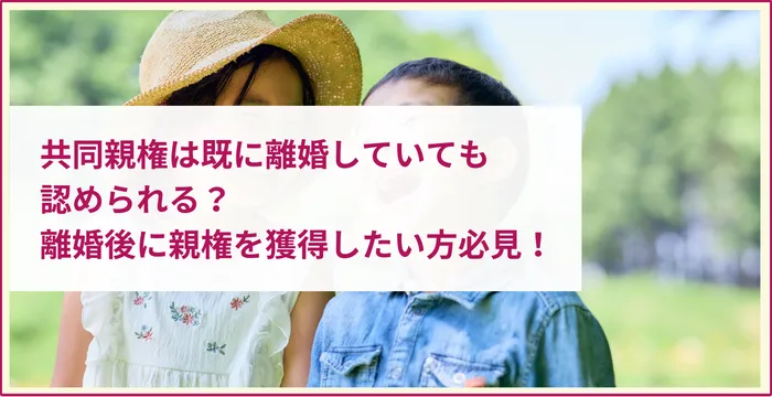 共同親権は既に離婚していても認められる？離婚後に親権を獲得したい方必見！