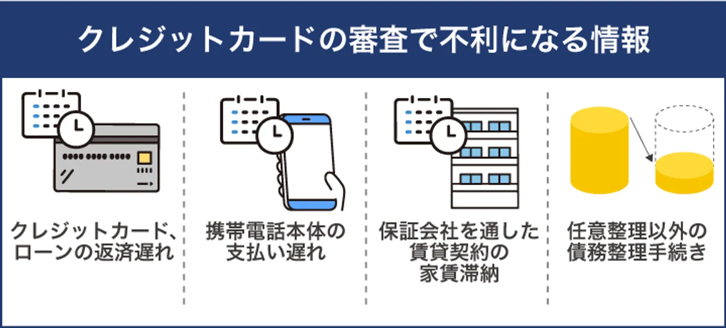 クレジットカードの審査で不利になる情報