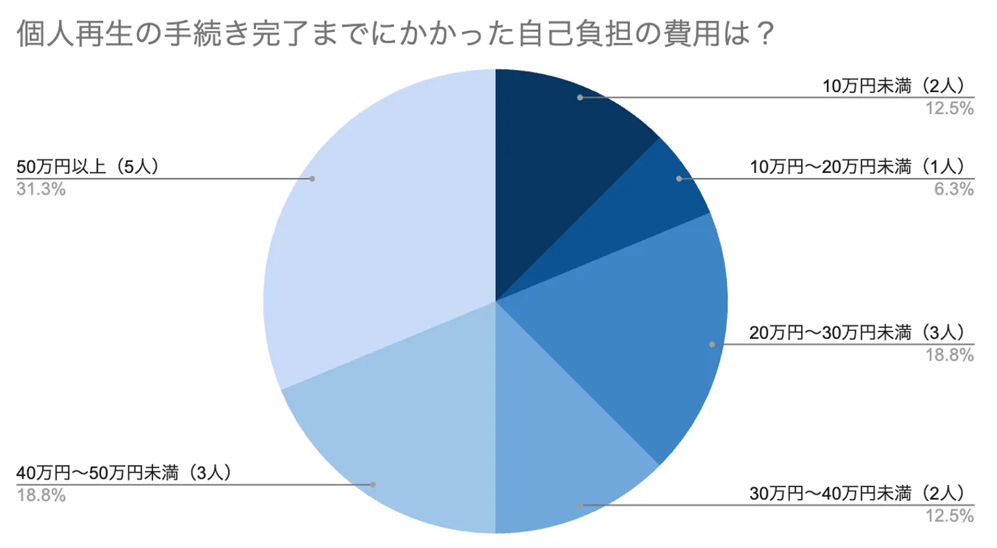 個人再生の手続き完了までにかかった自己負担の費用は？